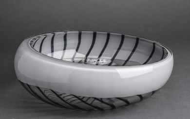 Livio Seguso Murano Art Glass Striped Bowl