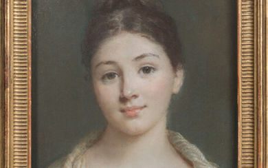 Lot 25 ECOLE FRANCAISE du XIXème siècle. "Portrait de jeune fille". Pastel. 37 x 29 cm à vue. RM