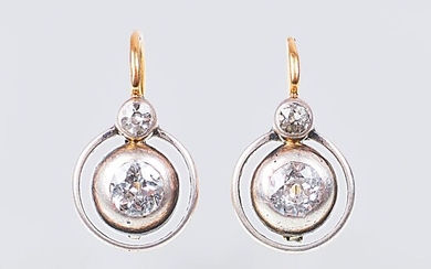 A Pair of Art Nouveau Diamond Earpendants