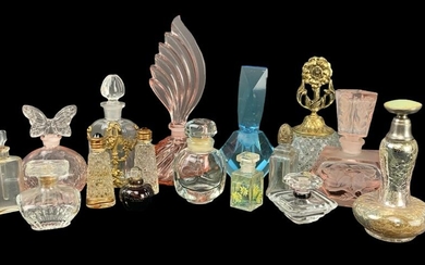 Lot Of 16 Vintage Art Glass Perfume Bottles