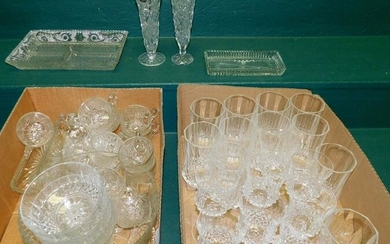 Lot of Press Glass, Crystal Waters, & Wines