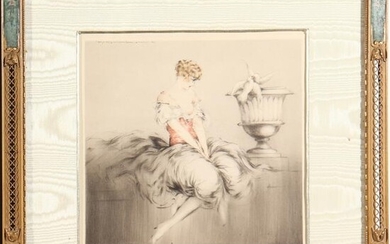 Louis Icart “Femme Avec Colombes” Colored Etching