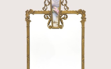 Louis XV Style Mirror with Painted Porcelain Plaque