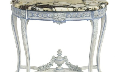 Louis XV-Style Polychromed and Marble-Top Console