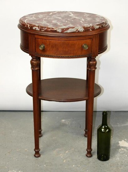 Louis XVI style oval chevet with marble top