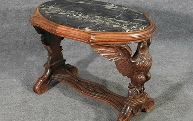 MARBLE TOP CARVED TABLE