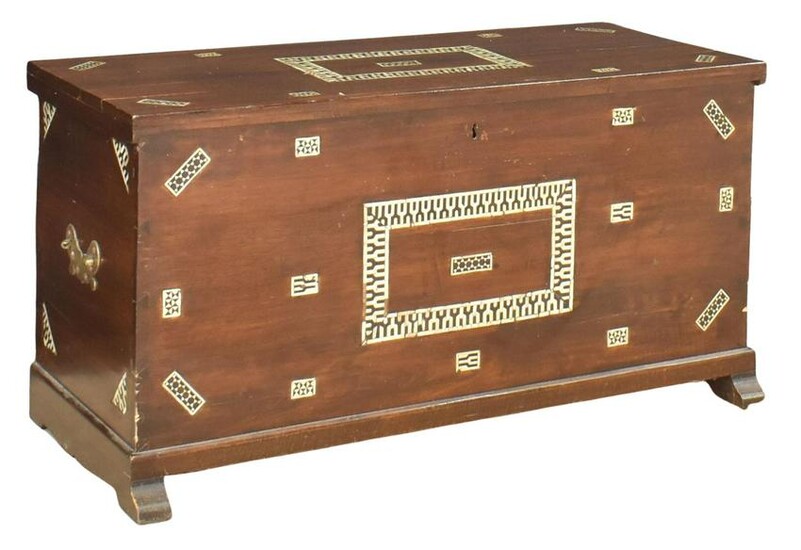 MOTHER OF PEARL INLAID STORAGE TRUNK