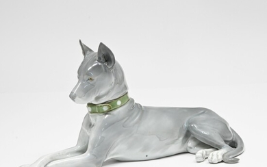 Manufacture Fritz PFEFFER Grand danois (dogue allemand), vers 1930 sculpture-flacon (tête amovible)...
