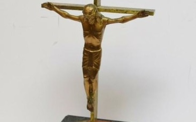 Marble & Brass 15 3/4" Altar Cross Crucifix + (CU252)