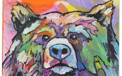 Marc Broadway Acrylic Painting of Stylized Bear