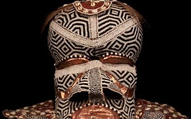 Mask - Glass, Wood, Textile - Bwoom - Cuba - Congo