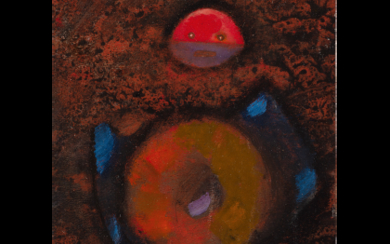 Max Ernst ( Bruhl 1891 - Parigi 1976 ) , "Untitled" 1959 ca. oil on paper laid down on board cm 21.2x15.5 Signed lower right Provenance Artist's legasy Galleria Blu,...