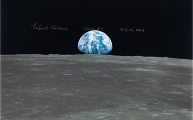 Michael Collins Signed Oversized 'Earthrise' Photograph