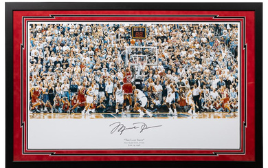 Michael Jordan Signed Bulls "The Last Shot" Custom Framed Lithograph Display (UDA)