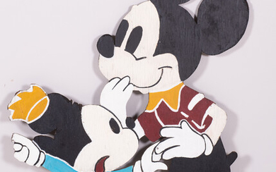 Mickey Mouse and Nephew Painted Wood Cutout