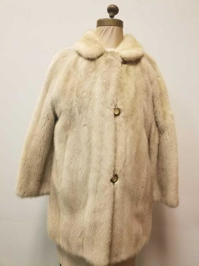 Mid-Century Modern Silvery Champagne Mink Fur Coat by