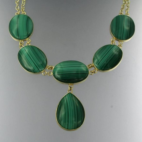 Mid-Century necklace with malachite