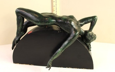 Mid century modern nude sculpture in bronze finish