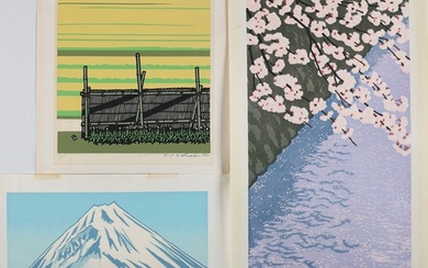 Mihoko Kasamatsu 20th century, Blossom, woodblock print in c...