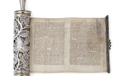 Miniature Esther Scroll in Silver Case – Adorned with Grapevine...
