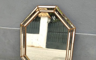 Mirror- Large Venetian mirror - Bronze, Crystal, Wood