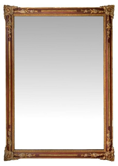 Mirror in lacquered and gilded wooden frame.