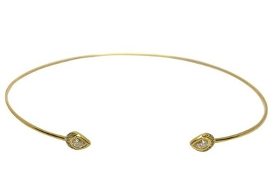 Modern 18K Yellow Gold and Diamond Wire Choker Necklace