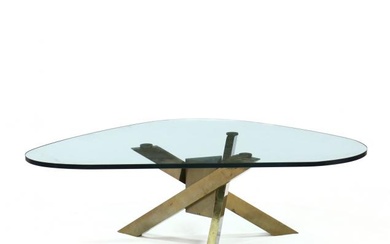 Modern Brass and Glass Coffee Table