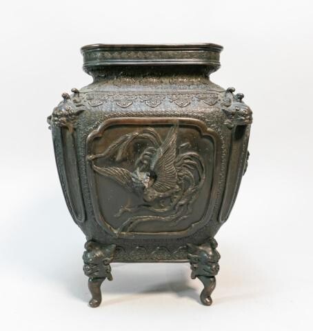Modern Chinese Bronze Footed Vase