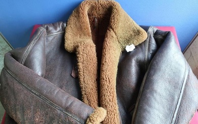 Modern polden sheepskin and leather flying type jacket