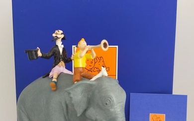 Moulinsart - Hergé - Figure - Statuette Moulinsart 46910 - Les Cigares du Pharaon "Tintin et l'éléphant" - (1998) - (1) - Resin/Polyester