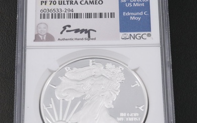 NGC Graded PF70 Ultra Cameo 2020-W $1 Silver Eagle (Moy Signed)