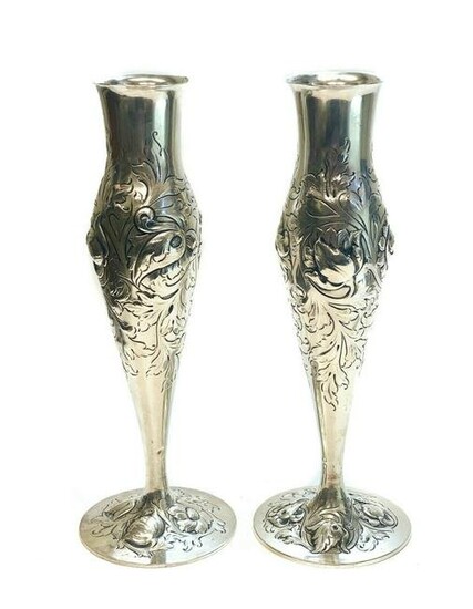 N.M. Thune 830 Silver Footed Vases