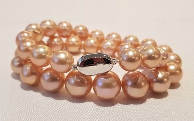 NO RESERVE PRICE - 925 Silver - 11x13mm Pink Edison Pearls - Bracelet