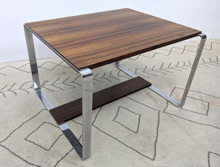 NORWAY Modern Rosewood and Chrome Side End Table. Meta