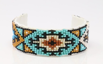 Native America Navajo Multi-Color Leather Bracelet.