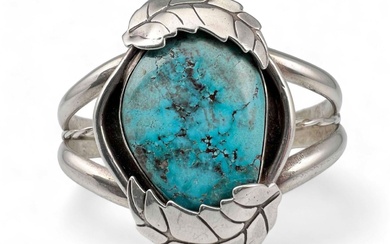 Native American Sterling Silver Turquoise Cuff