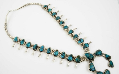 Native American Sterling, Turquoise Squash Blossom