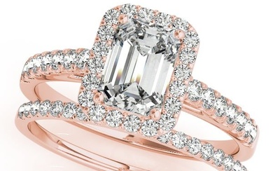 Natural 2.25 CTW Diamond Engagement Ring SET 18K Rose Gold