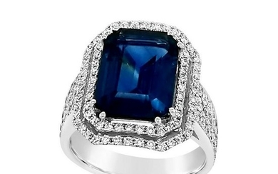 Natural Blue Sapphire & Diamond Ring