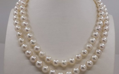 Necklace 9x9.5mm Double Akoya Pearl