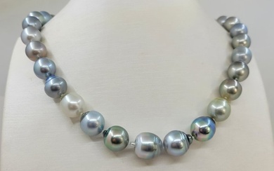 Necklace ALGT Certified 11.0x13.1mm Bright Multi Tahitian Pearls