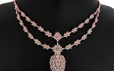 Necklace Rose gold - 10.63 tw. Pink Diamond (Natural coloured)