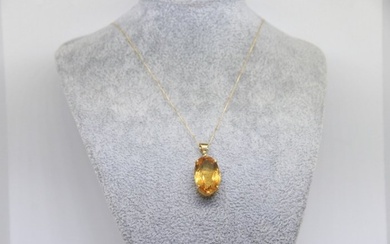 Necklace with pendant 18kt Yellow gold & 12.62Ct Citrine Pendent Citrine