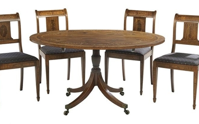 Neoclassical-Style Tilt-Top Table & Four Chairs