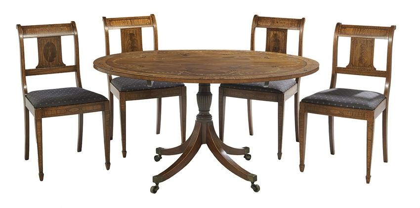 Neoclassical-Style Tilt-Top Table & Four Chairs