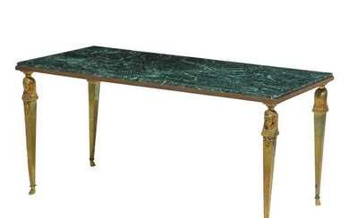 Neoclassical style metal and marble coffee table