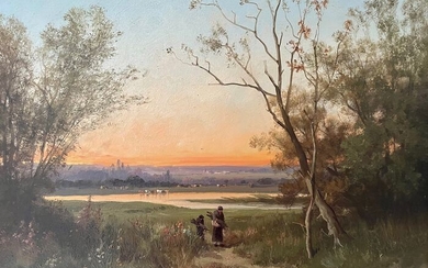 Nicolas Rousseau (XIX) - Wood chore by the river