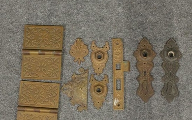 Nine [9] Pieces Assorted Victorian Brass Door Hardware