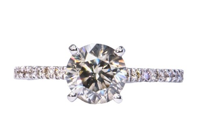 ** No Reserve Price ** 1.69 ctw Light Gray VS2 - 14 kt. White gold - Ring - 1.51 ct Diamond - Diamonds
